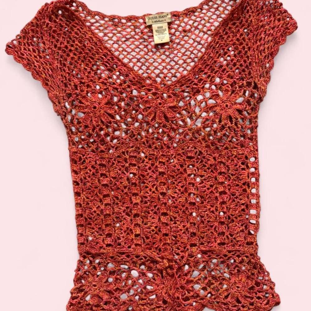 Guess Women's Orange and Red T-shirt
